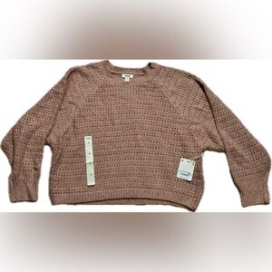 a.n.a Women's Mauve Textured Soft Crew Neck Sweater
